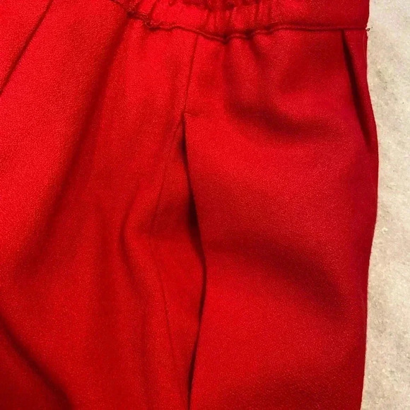 Red 100% Wool Knee Length Pencil Skirt Lined Pockets Zip Back Slit Size 14 - Picture 9 of 11